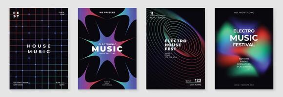 Electro Sound wave Cover gradient background set. vector