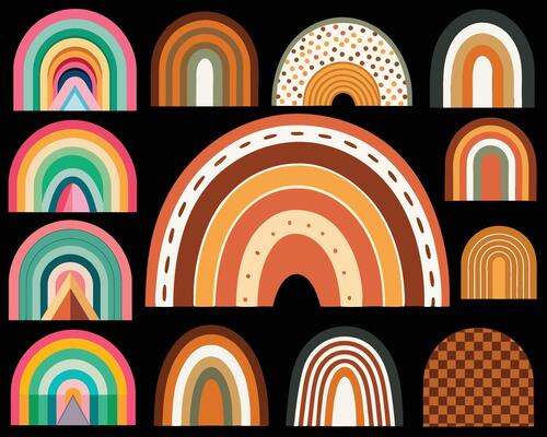 Boho Rainbow Bliss vintage color set