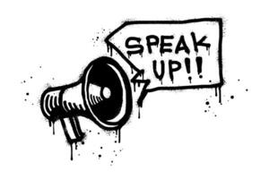 Spray painted graffiti megaphone with speak up. loudspeaker doodle illustration. isolated on white background vector