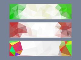 Collection of banners with abstract geometrical design. Colorful polygonal banners. vector