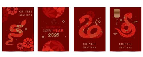 Happy Chinese New Year on red background with snake vector