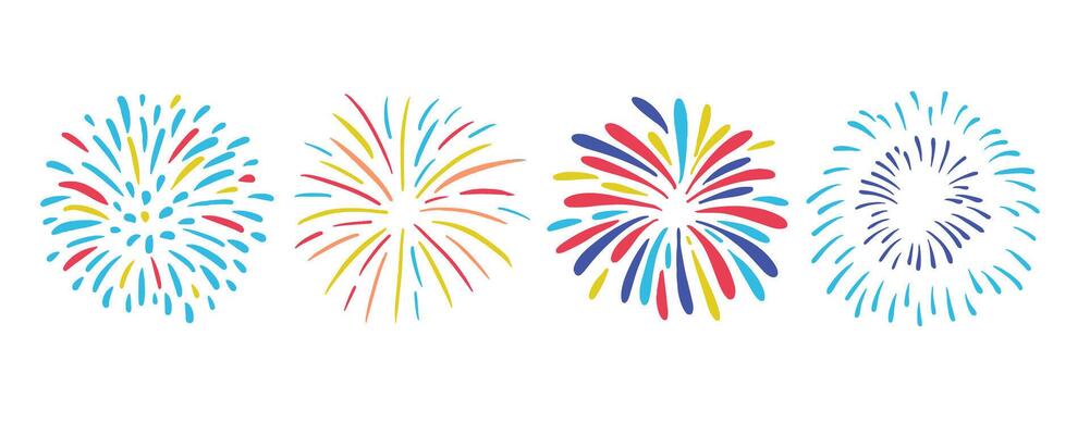 firework happy new year on white background