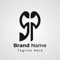 Letter SP Axe Logo, Combination logo of letter S and Letter P arranged to form axe negative space vector