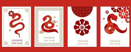 Happy Chinese New Year on white background with snake vector