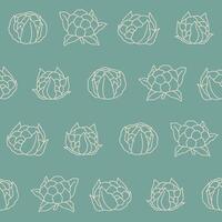 Outline Collection of Cauliflower Seamless Pattern illustration Design vector