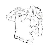illustration of a woman singing, line drawing sketch vector