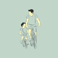 post template for social media about illustration of father and son using a bicycle vector