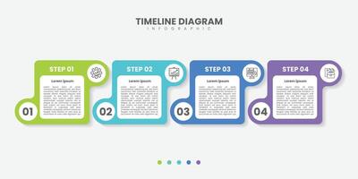 Timeline Creator infographic template. 4 Step timeline journey, calendar Flat simple infographics design template vector