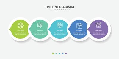 Timeline Creator infographic template. 5 Step timeline journey, calendar Flat simple infographics design template vector