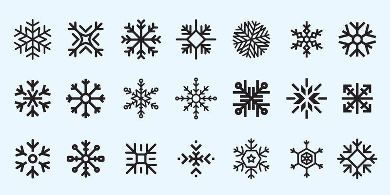 Set of Snowflakes Christmas design. Snowflakes icons. White Snowflake. Snowflakes template. Snow winter. Snowflakes icons.