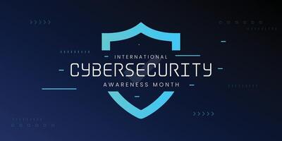 International cyber security awareness month is observed. flat design Cyber security banner gradient color blue vector