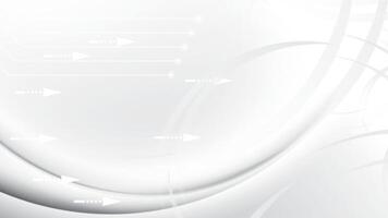 Abstract white and gray geometric technology background with circuit, arrow, modern line, futuristic light. illustration. vector