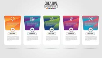 Business Infographic design template with icons and 5 numbers options or steps vector
