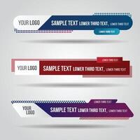 Lower third colorful design tv template modern contemporary. Set of banners bar screen broadcast vector