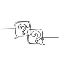 continuous line drawing of two question marks vector