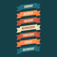Days of The Week on Colorful Tape Vintage Style vector