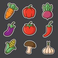 set of vegetables good for sticker, pattern design, badge, element design, etc vector