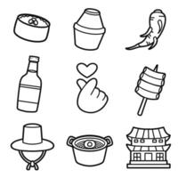 set of south korea with line art style good for sticker, badge, element design, etc vector