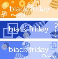 A collection of Black Friday banners featuring a bold abstract design with geometric shapes lines and patterns in a modern style vector