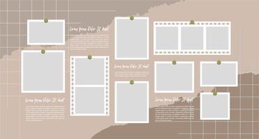 Pictures or photos frame collage layout abstract photo frames and digital photo wall template vector