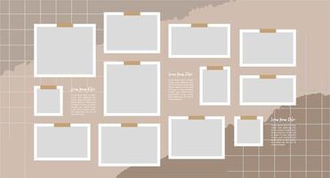 Pictures or photos frame collage, page grid layout abstract photo frames and digital photo wall template vector