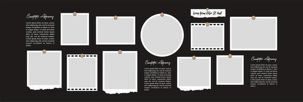 Pictures or photos frame collage comics page grid layout abstract photo frames and digital photo wall template vector