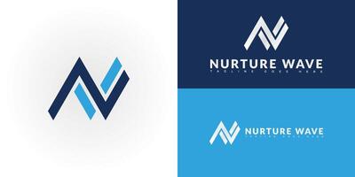 Modern initial letter NW or WN logo in blue color isolated on multiple background colors. The logo is suitable for financial planner and investment advisor logo design inspiration templates. vector