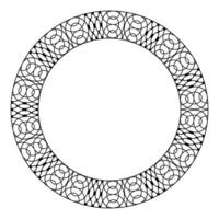 Beautiful Round Geometric Modern Monochrome Frame in Arabic, Muslim, Oriental Style. Pattern frame for Invitation Design, Printed Products, Porcelain, Ceramics, Houseware, Embroidery, Embossing. EPS vector