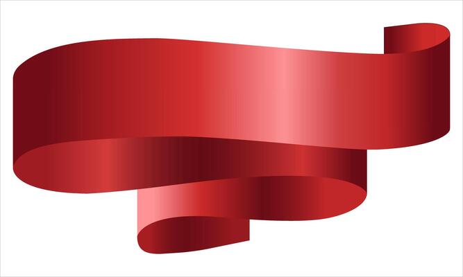 Decorative red ribbon banner isolated on white. Red ribbon. Ribbon banner. Red ribbon. Good for Christmas, Valentines Day, Birthday, Mothers Day.