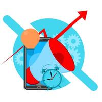 A smartphone with a clock and an arrow pointing to it vector