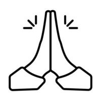 Hands folded in prayer line icon for graphic design, logo, web site, social media, mobile app, ui illustration vector