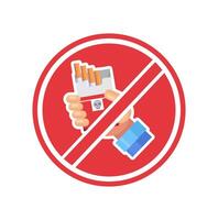 a no smoking sign with a red circle vector