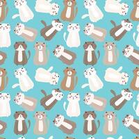 a blue background with a pattern of cats vector