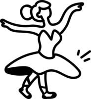Dancing ballerina icon in hand drawn style vector