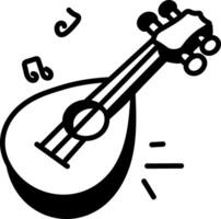 A hand drawn icon of lute instrument vector