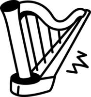 A hand drawn icon of musical harp vector