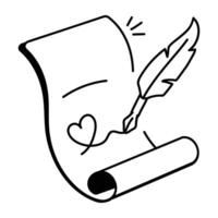 A doodle style icon of marriage contract vector