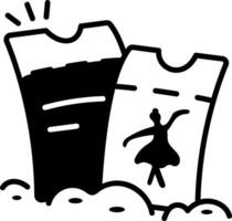 Ballet tickets icon in hand drawn style vector