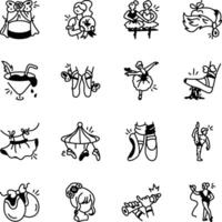 Set of Hand Drawn Ballet Practice Icons vector