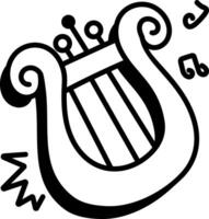 A hand drawn icon of lyre instrument vector