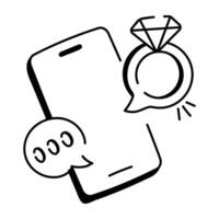 Wedding message icon designed in doodle style vector