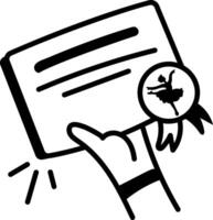 Certificate icon in hand drawn style vector
