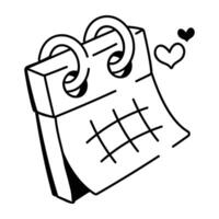 A doodle icon of wedding date calendar vector