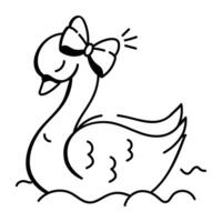 Swan bird icon designed in doodle style vector