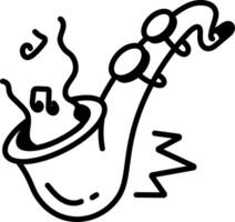 Saxophone icon in hand drawn style vector