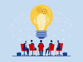 Business teamwork meeting and brainstorm,Idea brainstorming, cooperation or collaboration to get solution, teamwork or team meeting to develop idea together, vector