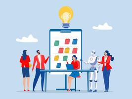 workshop project,Business people in workshop meeting room with whiteboard and sticky notes, workshop, business discussion, meeting, brainstorm new idea, vector