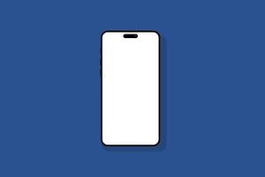 phone mockup on a blue background with a blank screen vector