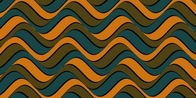 wavy pattern background in orange, brown and green color vector