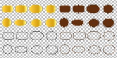 set of gold and brown label frames vector